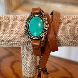Premier Designs Desert Diva Leather Wrap Bracelet Turquoise